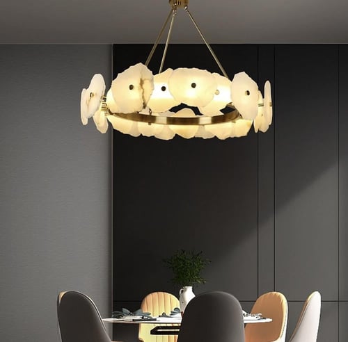 ثريا مودرن ذهبي رخامي لون الإنارة 3 إضاءات قطر 16....