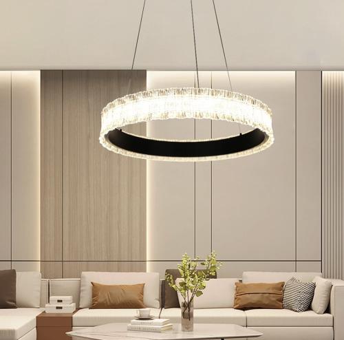 ثريا مودرن أسود مع لون إنارة أصفر 30 واط قطر 40 سم