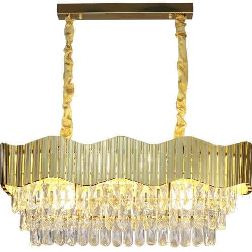 ثريا كريستال مستطيل ذهبي قطر 80 سم