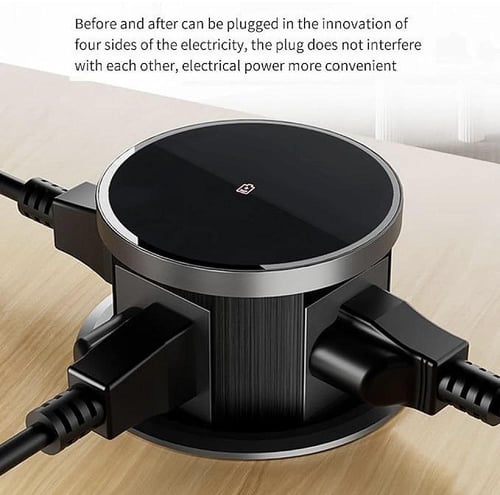 3 أفياش ثلاثي أسود مع يواس بي + تايب سي + شاحن لاس...