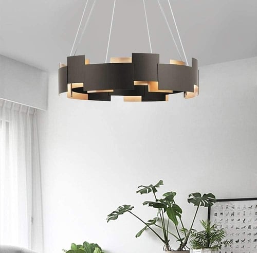 نجف ليد معلق مودرن أسود مقاس 80 سم