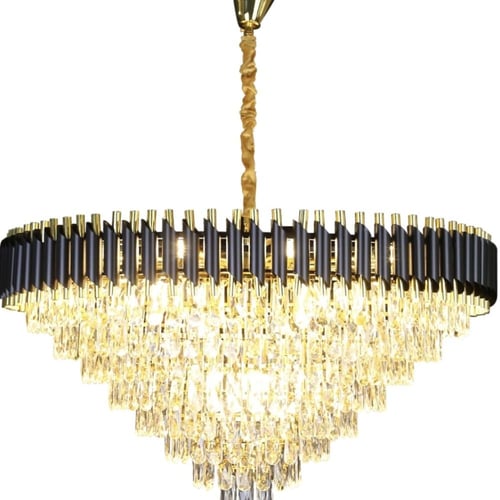 ثريا كريستال أسود مع ذهبي قطر 100 سم