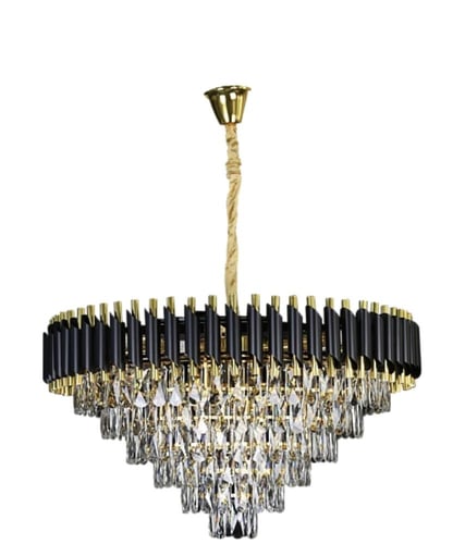 ثريا كريستال أسود مع ذهبي قطر 80 سم