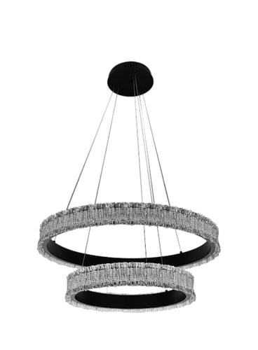 ثريا مودرن حلقتين أسود مع لون إنارة أصفر 75 واط قط...