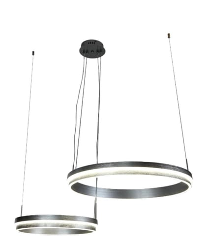 نجف مودرن فضي حلقتين لون الإنارة 3 إضاءات قطر 90*6...