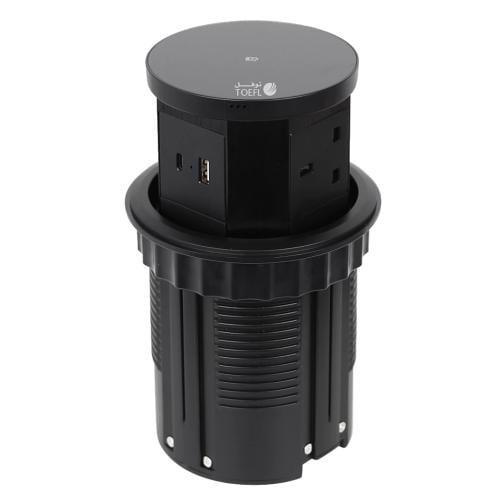 3 أفياش ثلاثي أسود مع يواس بي + تايب سي + شاحن لاس...