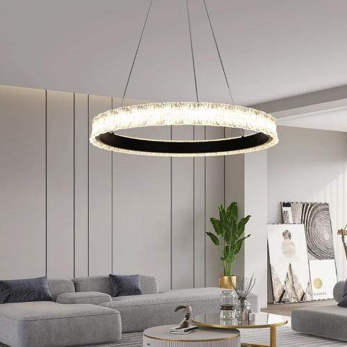 ثريا مودرن أسود مع لون إنارة أصفر 60 واط قطر 80 سم