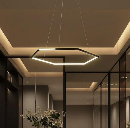 نجف مودرن ذهبي سداسي قطر 80 سم الإنارة 42 واط أصفر