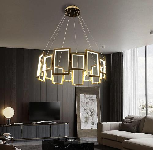 ثريا مودرن ذهبي لون الإنارة أصفر قطر 80 سم 135 واط