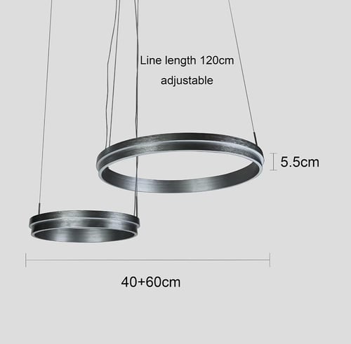 نجف مودرن فضي حلقتين لون الإنارة 3 إضاءات قطر 90*6...