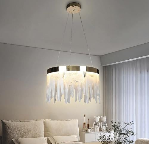 ثريا مودرن ذهبي فاخر لون الإنارة أصفر 42 واط قطر 4...