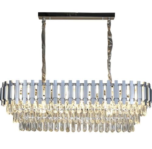 ثريا كريستال مستطيل فضي قطر 100.35 سم