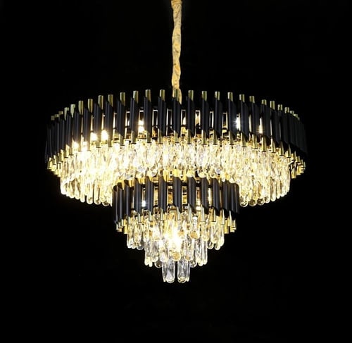 ثريا كريستال دورين أسود مع ذهبي قطر 80 سم