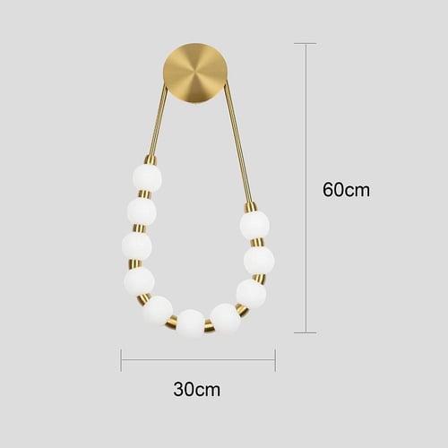 ابليك جداري مودرن ذهبي فاخر شكل عقد قطر 60 سم إنار...