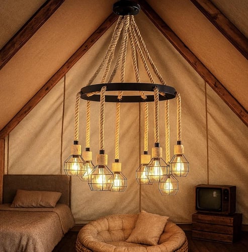 نجف ريفي استيل أسود مع حبال 8 أذرع