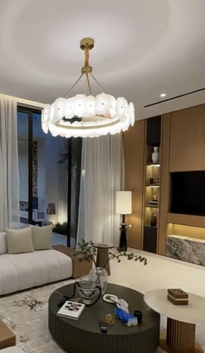 ثريا مودرن ذهبي رخامي لون الإنارة 3 إضاءات قطر 16....