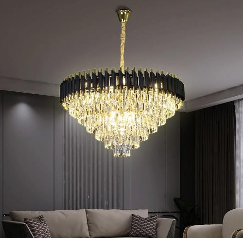 ثريا كريستال أسود مع ذهبي قطر 80 سم