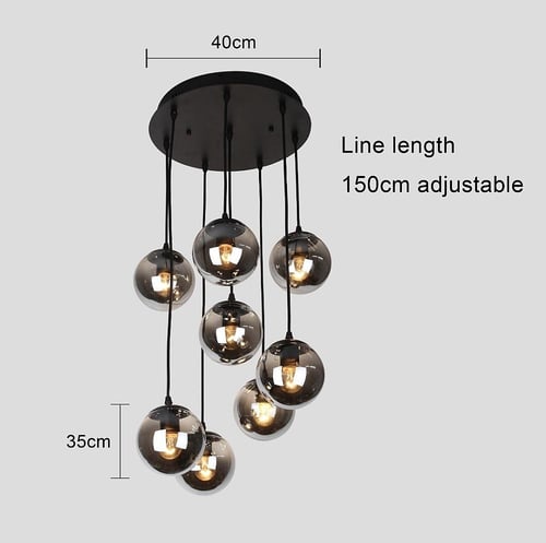 إضاءة علاقي زجاجي مودرن ثماني أسود