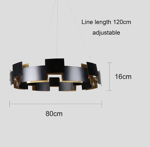 نجف ليد معلق مودرن أسود مقاس 80 سم