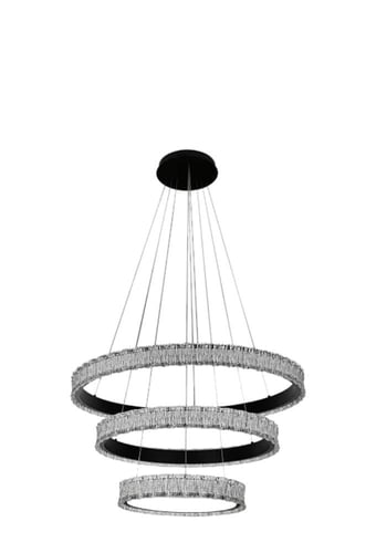 ثريا مودرن 3 حلقات أسود مع لون إنارة أصفر 150 واط...