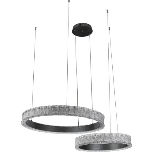 ثريا مودرن حلقتين فضي مع لون إنارة أصفر 75 واط قطر...