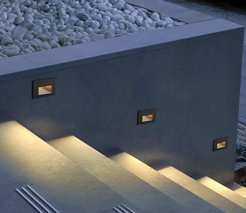 اضاءة درج مستطيل دفن شكل اسود لون الانارة اصفر 5 و...