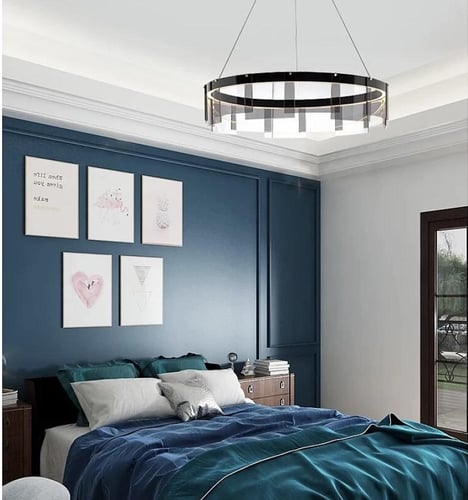 نجف أسود لون الإنارة 3 إضاءات قطر 80 سم 48 واط