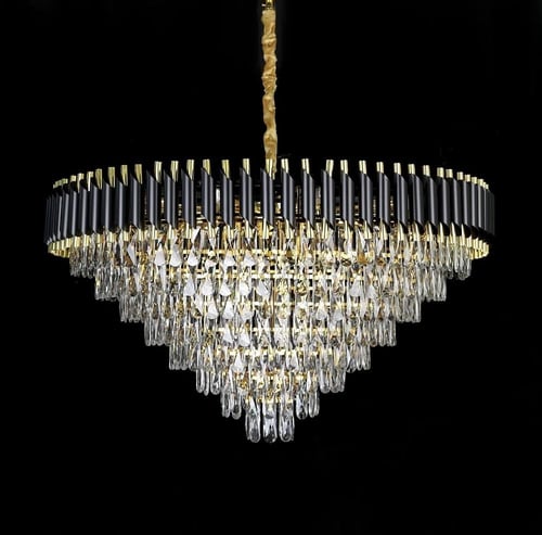 ثريا كريستال أسود مع ذهبي قطر 100 سم