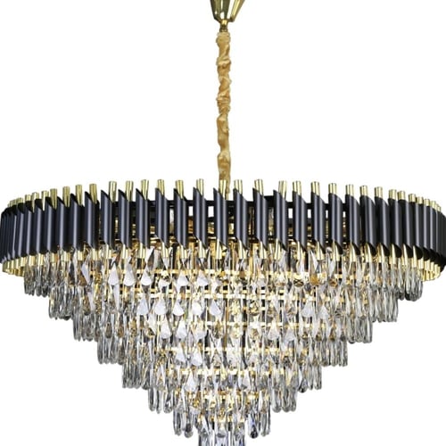 ثريا كريستال أسود مع ذهبي قطر 100 سم
