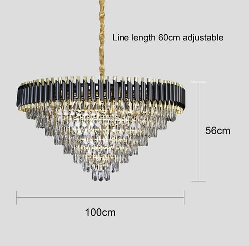 ثريا كريستال أسود مع ذهبي قطر 100 سم