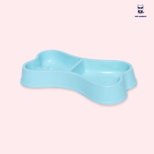 صحن مزدوج للقطط سماوي