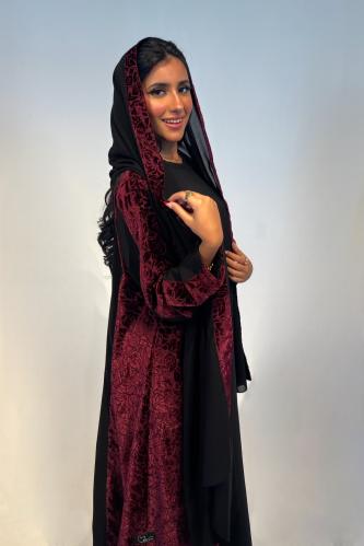 Velvet floral abaya