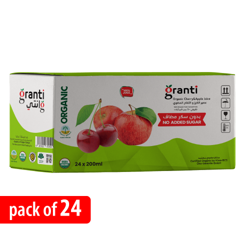 عصير تفاح وكرز عضوي من قرانتي، بدون سكر مضاف - 200...