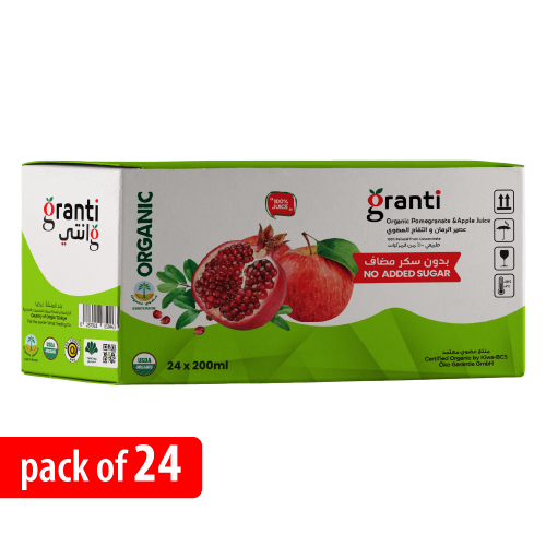 عصير رمان عضوي من قرانتي، بدون سكر مضاف - 200مل -...