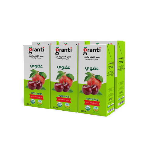 عصير تفاح وكرز عضوي من قرانتي، بدون سكر مضاف - 200...