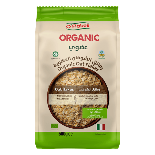 رقائق شوفان عضوية من أوفلكس - 500 جرام