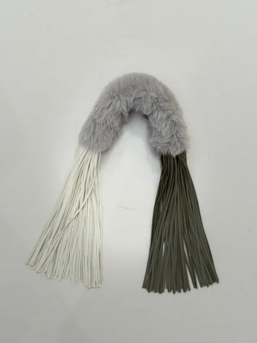 Light gray X gray&white leather - 13
