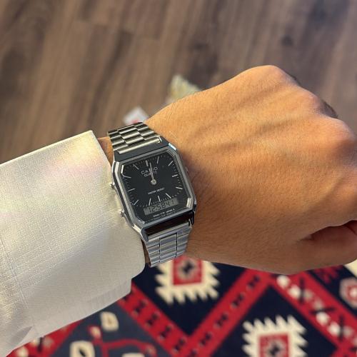 ساعة كاسيو دبل تايم - بلون اسود