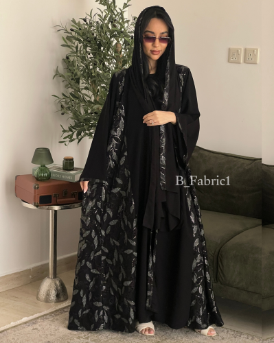 Royal crepe abaya with shaykh fabric