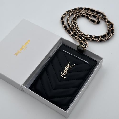 حامل بطاقات ايف سان لوران اسود