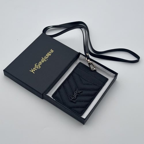 حامل بطاقات عمل ايف سان لوران اسود