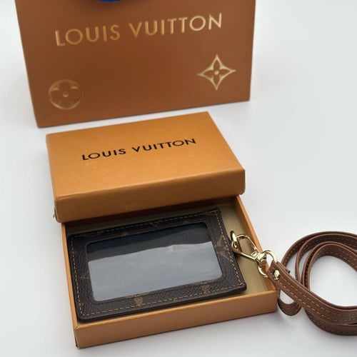 حامل بطاقات عمل لويس فيتون بني