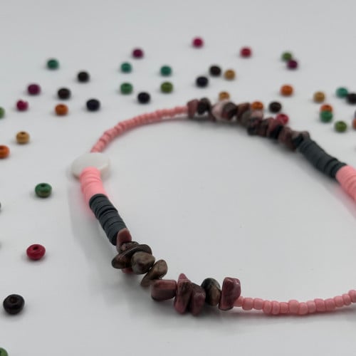 تعليقة جوال وردي ورمادي