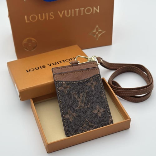 حامل بطاقات عمل لويس فيتون بني