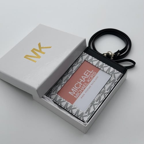 حامل بطاقات عمل مايكل كورس MK ابيض