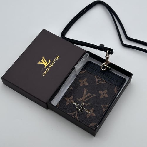 حامل بطاقات عمل لويس فيتون اسود وبني