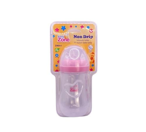 بيبي زون رضاعة بلاستيك بحلمة مانعة للتنقيط - 240 م...