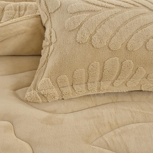 مفرش ريفير كانون شتوي مخمل فلانيل مزدوج 6 قطع-بيج