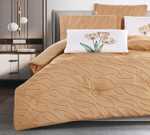 مفرش سرير صيفي مفرد ونص 4 قطع كموني - نعومة اللمسة...