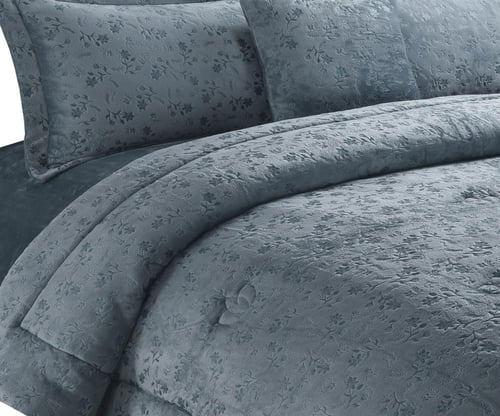 مفرش شتوي فلانيل مشجر محفور سماوي رمادي كانون مزدو...